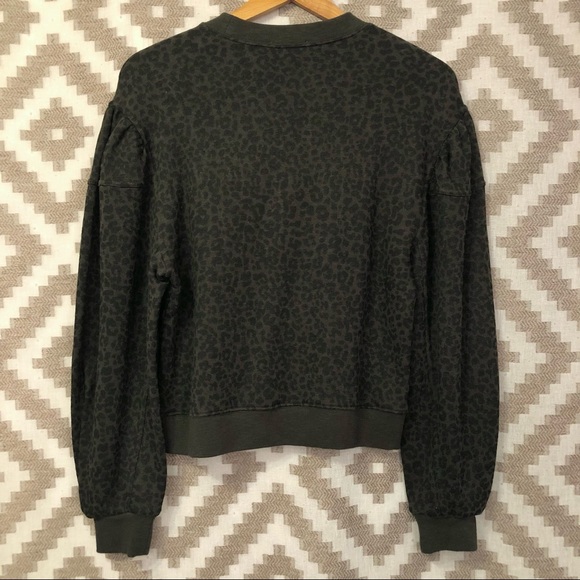 Ulla Johnson Lula Forest Green Leopard Pullover Sweatshirt - Picture 9 of 9